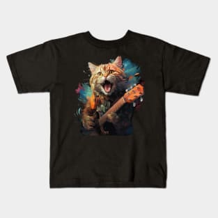 British Shorthair Playing Guitar Kids T-Shirt